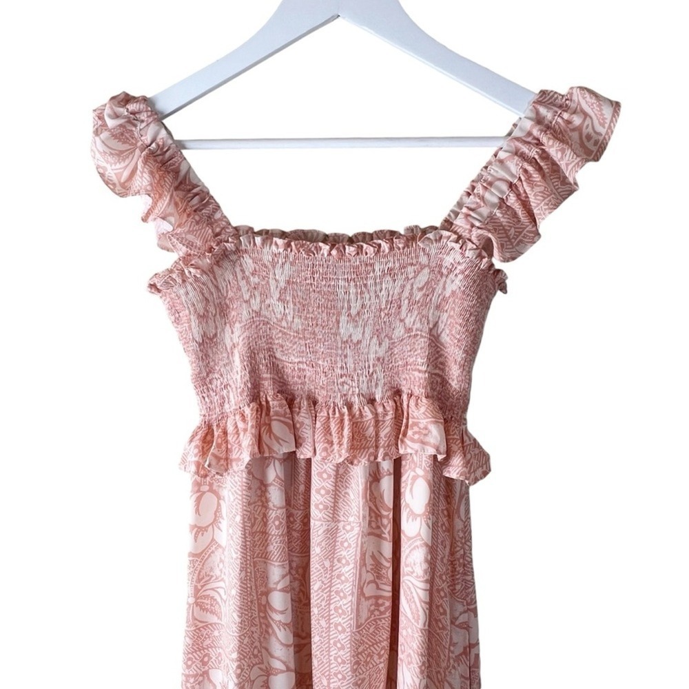 Frances Hart Smocked Ruffle Sleeve Maxi Dress Italy‎ Maternity Friendly XS - Picture 3 of 10